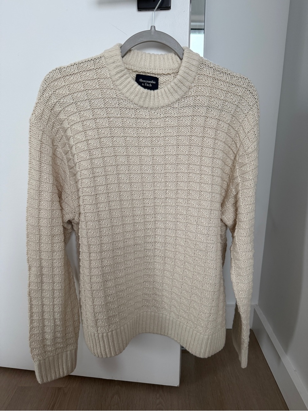 Abercrombie & Fitch Cream Textured Crewneck Sweater
